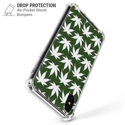 Marijuana Leaf White Pattern iPhone XS Max Clear Case